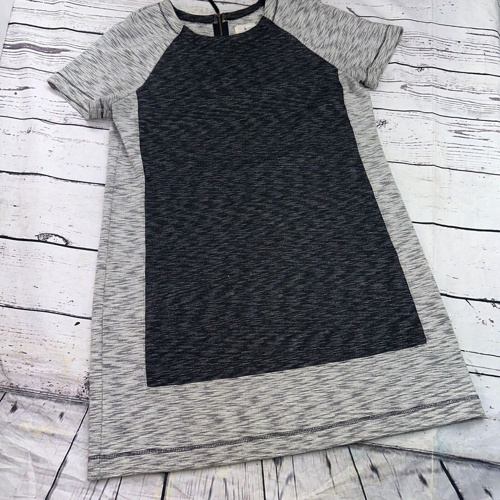 Lou & Grey Womens Black White Stripe Raglan Shift T-Shirt Dress Size L